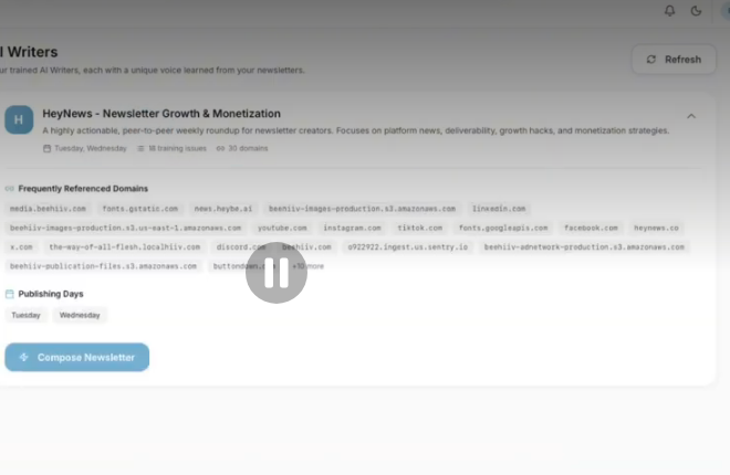 A HeyNews AI Writer trained on a newsletter archive